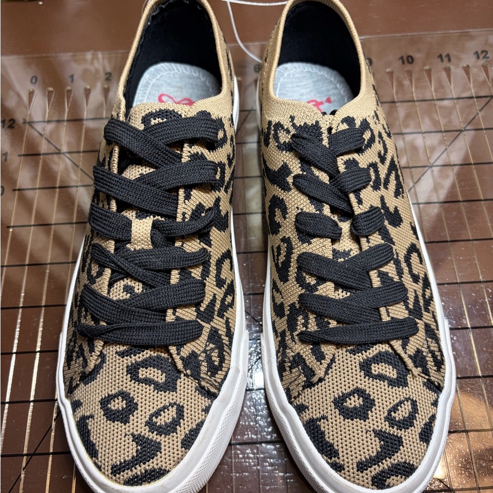 Jellypop Tan and Black Leopard Print Sneakers